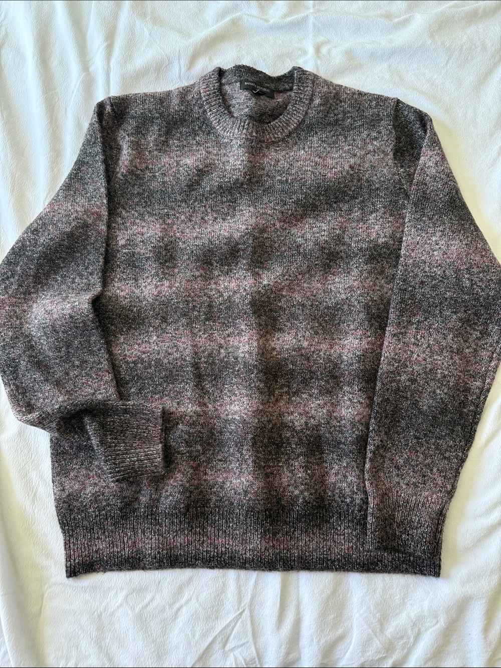 Men's Crewneck Wool-Blend Sweater in Heathered Black and Purple